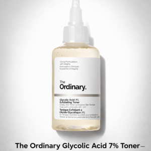 The Ordinary Glycolic Acid 7% exfoliating toner bottle 100ml for brightening, smoothing skin texture, and improving uneven skin tone