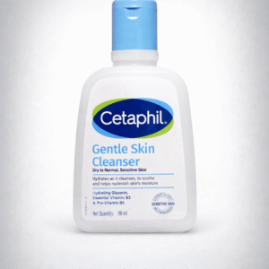 "Cetaphil Gentle Skin Hydrating Face Wash 118ml bottle with paraben-free and sulphate-free formula enriched with niacinamide and vitamin B5 for dry to normal sensitive skin."